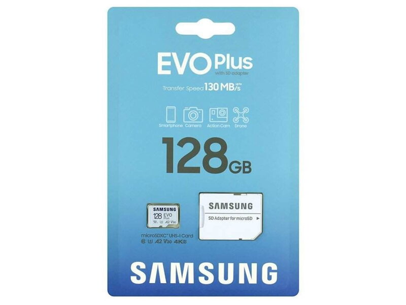Samsung EVO PLUS microSDXC 128GB UHS-I U3 A2 V30 Class 10 + SD-Adapter